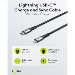 CABLE SINCRONIZACION+CARGA USB-C / LIGHTNING 1m
