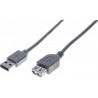 CABLE EXTENSION COMPATI. USB 2.0 A(M)-A(H) 1M GRIS