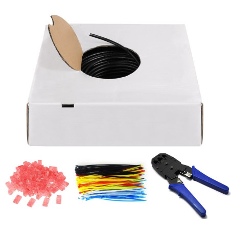 KIT BOBINA 100Mts UTP CAT6 RIGIDO EXTERIOR + CONEC