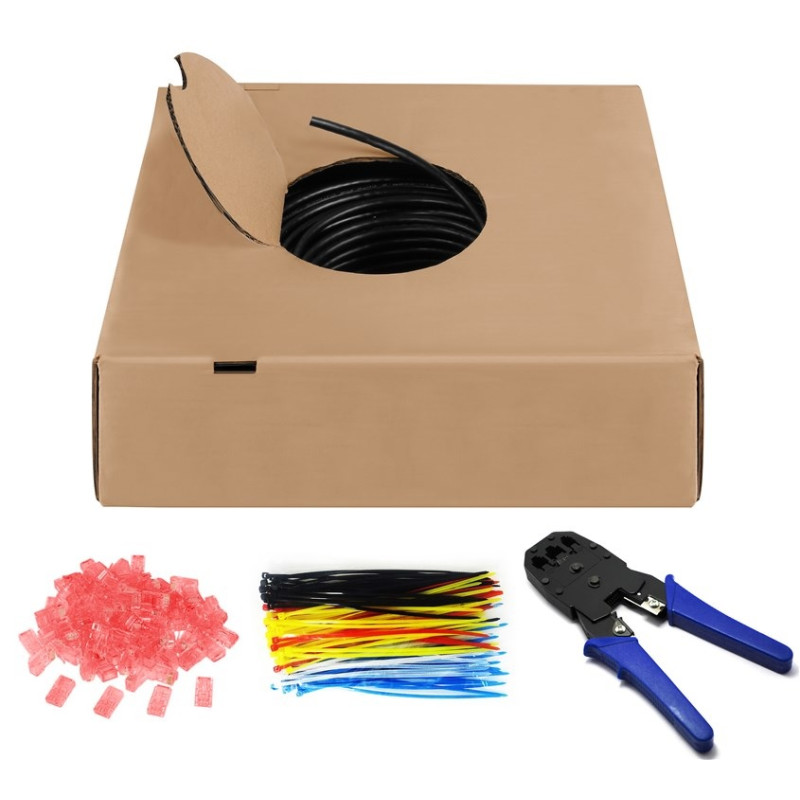 BOBINA  KIT 305Mts CABLE UTP CAT6 RIGIDO EXTERIOR