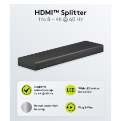 VIDEO SPLITTER HDMI 2.0 1PC - 8 MONIT. 4K@60Hz