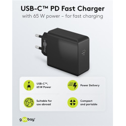 ALIMENTADOR USB-C 65W DP 240V 3A NEGRO
