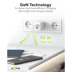 ALIMENTADOR USB-C 65 W 2 USB-C + USB 3.0 PD GaN