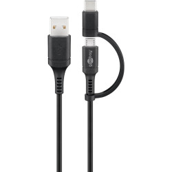 CABLE DOBLE CABEZA USB-A / USB-C+MICRO USB 1m
