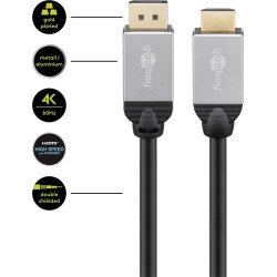 CABLE DISPLAYPORT  v1.2 (M) - HDMI (M) 4K@60Hz 2m
