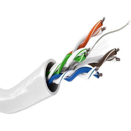 BOBINA 100Mts CABLE UTP CAT6 RIGIDO BLANCO CCA