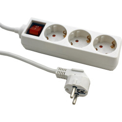 REGLETA 3 TOMAS SCHUKO CON INTERRUPTOR  CABLE 3m