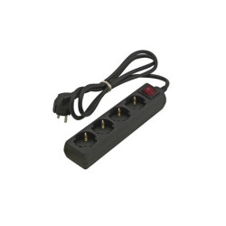 REGLETA 4 TOMAS SCHUKO CON INTERRUPTOR NEGRO 1.5M