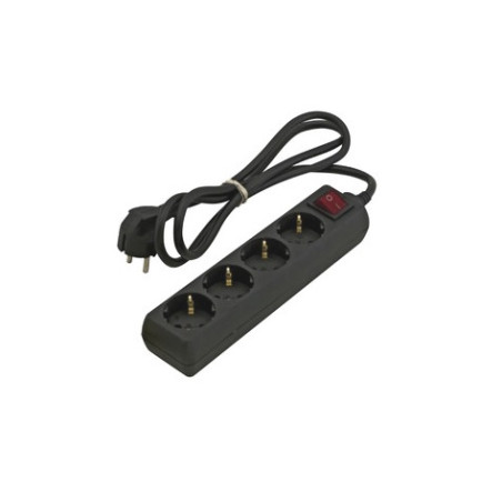 REGLETA 4 TOMAS SCHUKO CON INTERRUPTOR NEGRO 1.5M