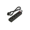 REGLETA 4 TOMAS SCHUKO CON INTERRUPTOR NEGRO 1.5M