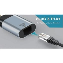 CONVERSOR USB-C  3.1 (M) - RJ45 GIGABIT COMPACTO