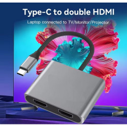 DOCK USB-C 3.1 (M) - MULTIPUERTO 4 EN 1 2xHDMI+USB
