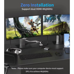 DOCK USB-C 3.1 (M) - MULTIPUERTO 4 EN 1 2xHDMI+USB