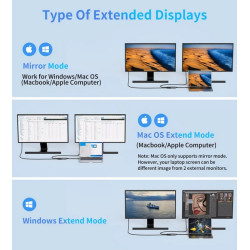 DOCK USB-C 3.1 (M) - MULTIPUERTO 4 EN 1 2xHDMI+USB