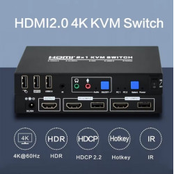 KVM SWITCH 2 X 1 HDMI + USB + AUDIO 4K