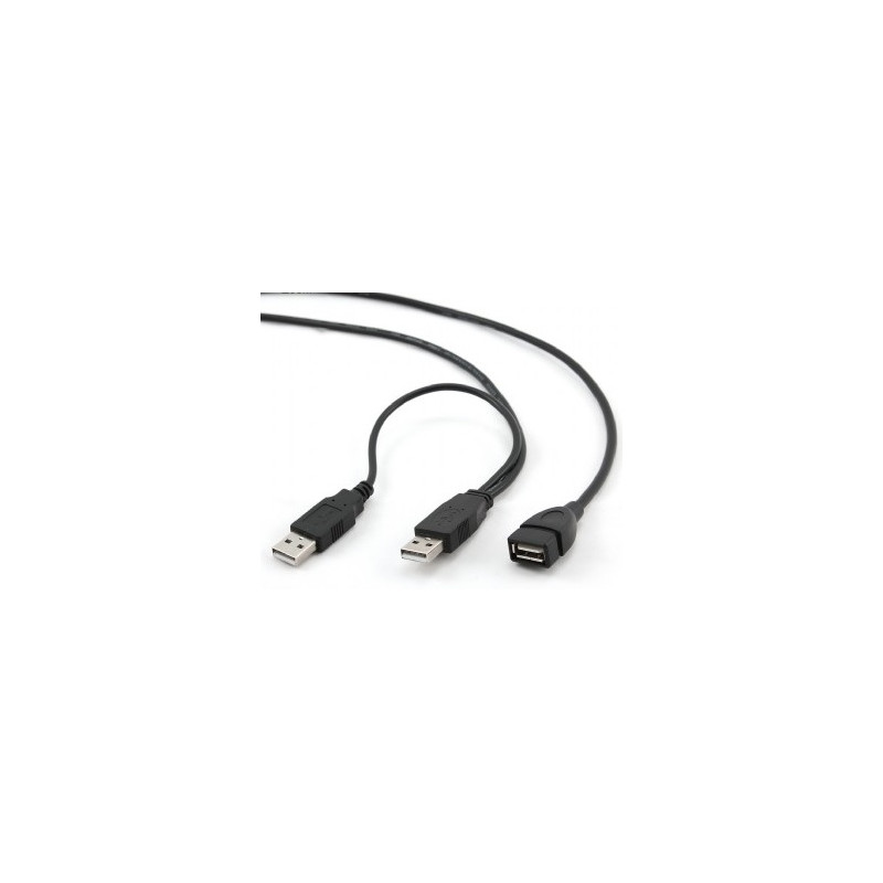 CABLE USB 2.0 TIPO ´´Y´´ 2 X A(M) -  1 USB A(H)