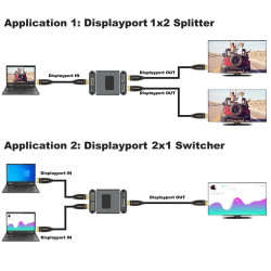 VIDEO SWITCH DISPLAYPORT 2 X 1 BIDIRECCIONAL 4K/3D