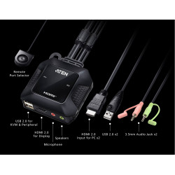 KVM SWITCH 2 X 1 HDMI + USB + AUDIO 4K