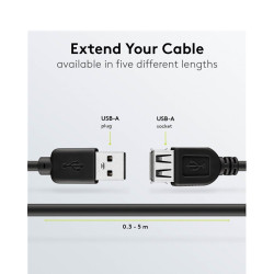 CABLE EXTENSION COMPATI. USB 2.0 A(M)-A(H) 5M NEGR