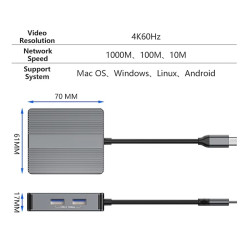 DOCK USB-C 3.1 (M) - MULTIPUERTO 7 EN 1