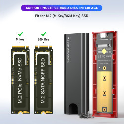 CAJA EXTERNA USB-C 3.1 SSD M.2 NVME+SATA UASP