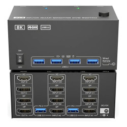 KVM SWITCH QUAD VIEW DISPLAYPORT + HDMI 2 X 1