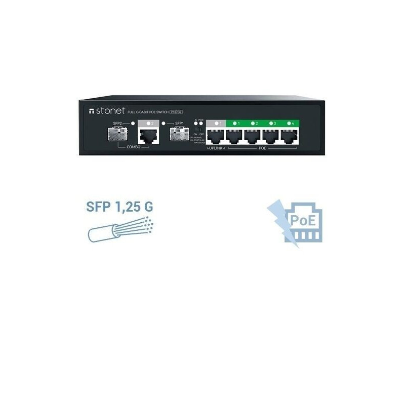 SWITCH P.O.E 5 PTOS Giga (4 POE)+ 1SLOT SFP+ 1COMB
