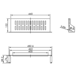 BANDEJA FRONTAL 2U 440mm X 150mm