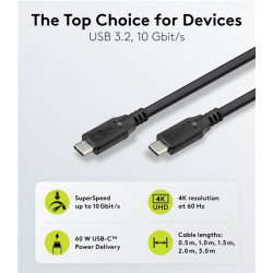 CABLE USB 3.2 Gen2 USB-C (M)-(M) 60W 10Gbps 2m