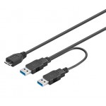 CABLE USB 3.0 TIPO ´´Y´´ 2 X A(M) - MICRO B  0.3m