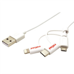 CABLE TRIPLE USB-A / LIGHTNING+USB-C+MICRO USB 1m