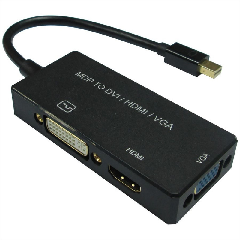CONVERSOR MINI DISPLAYPORT v1.2- DVI+VGA+HDMI 10cm