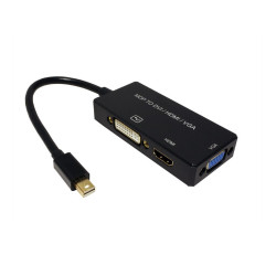 CONVERSOR MINI DISPLAYPORT v1.2- DVI+VGA+HDMI 10cm