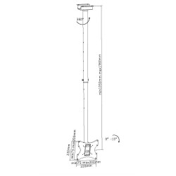 SOPORTE MONITOR LCD TECHO EXTENSINBLE 105 - 156 cm
