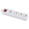 REGLETA 3 TOMAS SCHUKO CON INTERRUPTOR+ 2 USB