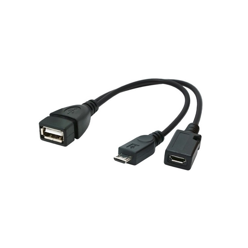 ADAPTADOR USB A(H)-MICRO USB B (M) + (H) OTG + PW