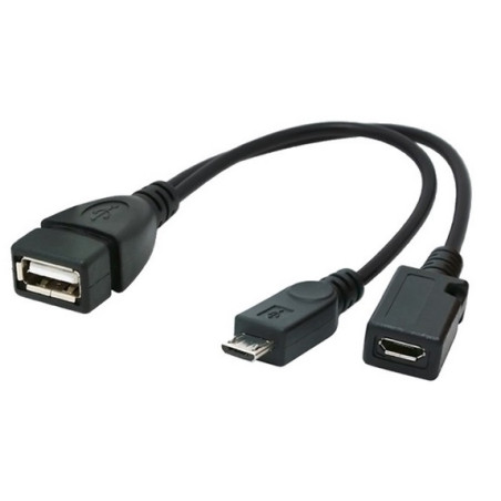 ADAPTADOR USB A(H)-MICRO USB B (M) + (H) OTG + PW