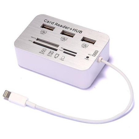 LECTOR TARJETAS + HUB USB LIGHTNING PARA MAC