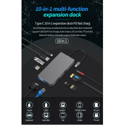 DOCK USB-C 3.1 (M) - MULTIPUERTO 10 EN 1 HDMI+VGA