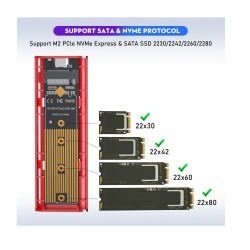 CAJA EXTERNA USB-C 3.1 SSD M.2 NVME+SATA UASP