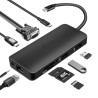 DOCK USB-C 3.1 (M) - MULTIPUERTO 9 EN 1 HDMI+VGA+L