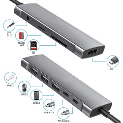 DOCK USB-C 3.1 (M) - MULTIPUERTO 9 en 1