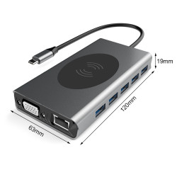 DOCK USB-C 3.1 (M) - MULTIPUERTO HDMI+VGA 14 EN 1