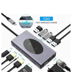 DOCK USB-C 3.1 (M) - MULTIPUERTO HDMI+VGA 14 EN 1