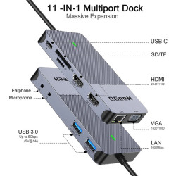 DOCK USB- A/C 3.1 (M) - MULTIPUERTO 11 EN 1 MST