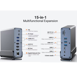 DOCK USB-C 3.1 (M) - MULTIPUERTO 2 HDMI+DP 15 EN 1