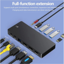 DOCK USB-C 3.1 (M) - MULTIPUERTO 2DP+ HDMI 12 EN 1