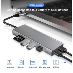 DOCK USB-C 3.1 (M) - MULTIPUERTO 8 EN 1 M2+3USB+PD