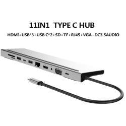 DOCK USB-C 3.1 (M) - MULTIPUERTO HDMI+VGA 11 EN 1