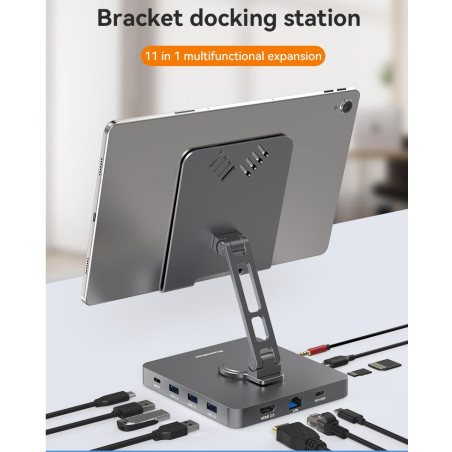 DOCK USB-C 11 EN 1 CON SOPORTE TABLET
